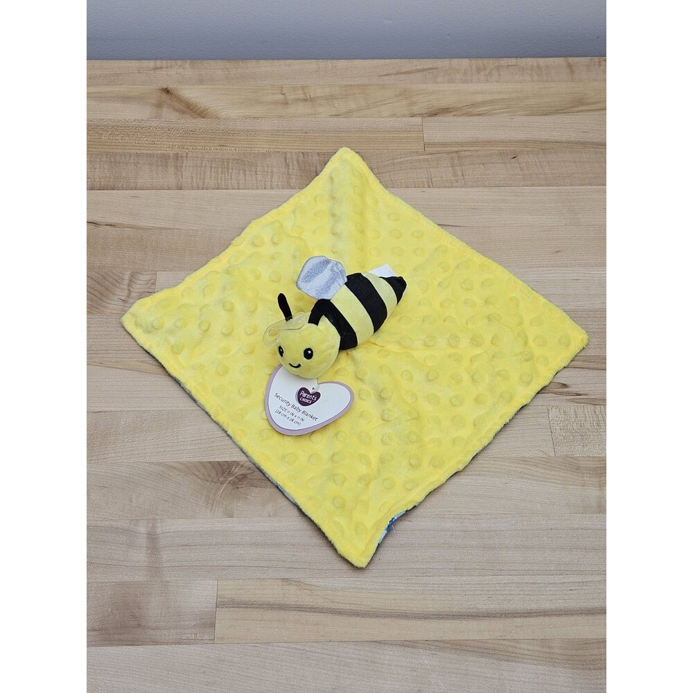 Parents Choice Yellow Bumblebee & Blue Checkered Security Baby Blanket Lovey